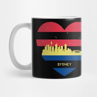 Australia Skyline cityscape Heart Shape Birds Flying Sydney Mug